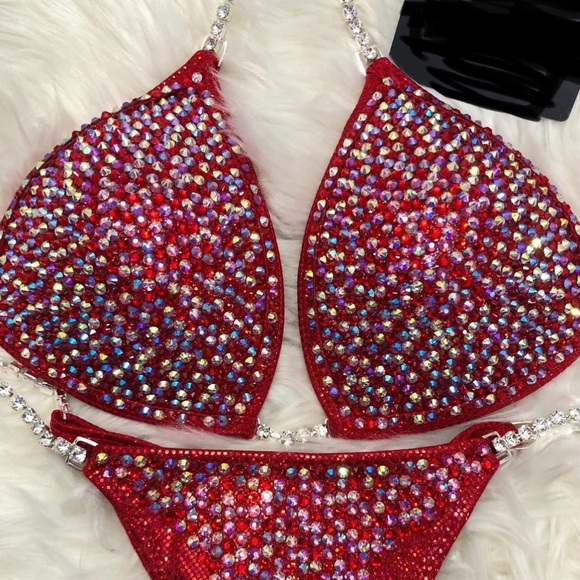 Ravish Sands Competition Bikini - Red/AB stones - Picture 1 of 2